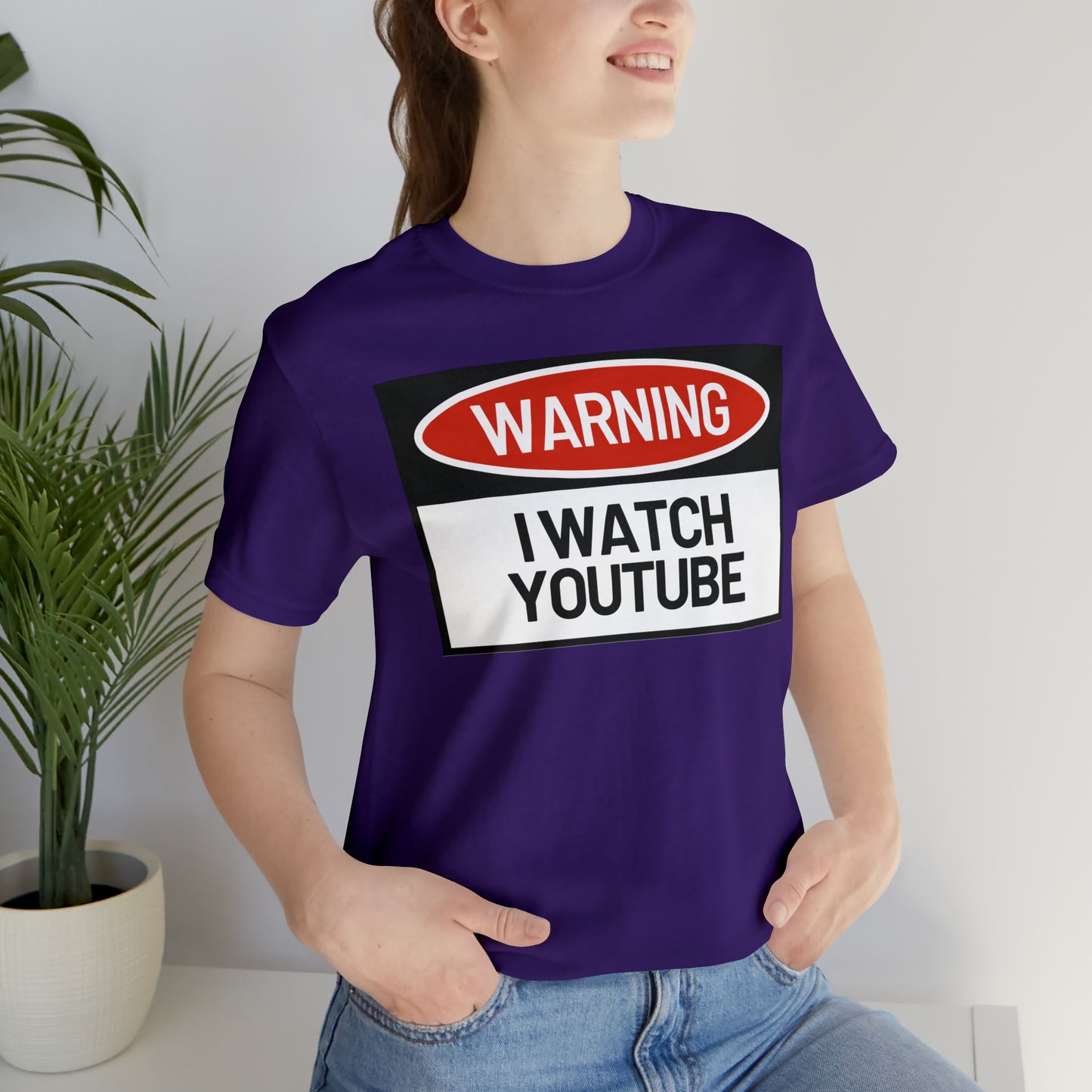 Unisex WARNING.. I WATCH YOUTUBE Jersey Short Sleeve Tee