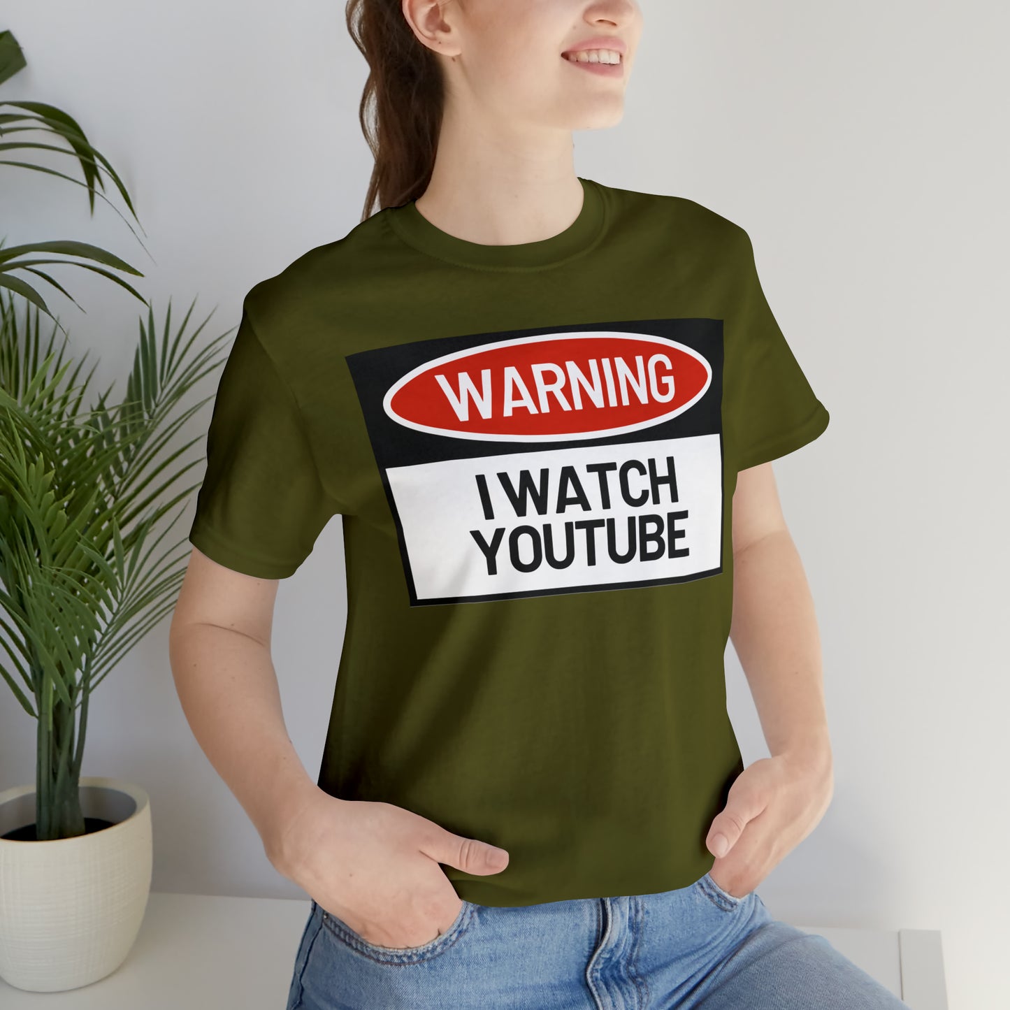 Unisex WARNING.. I WATCH YOUTUBE Jersey Short Sleeve Tee
