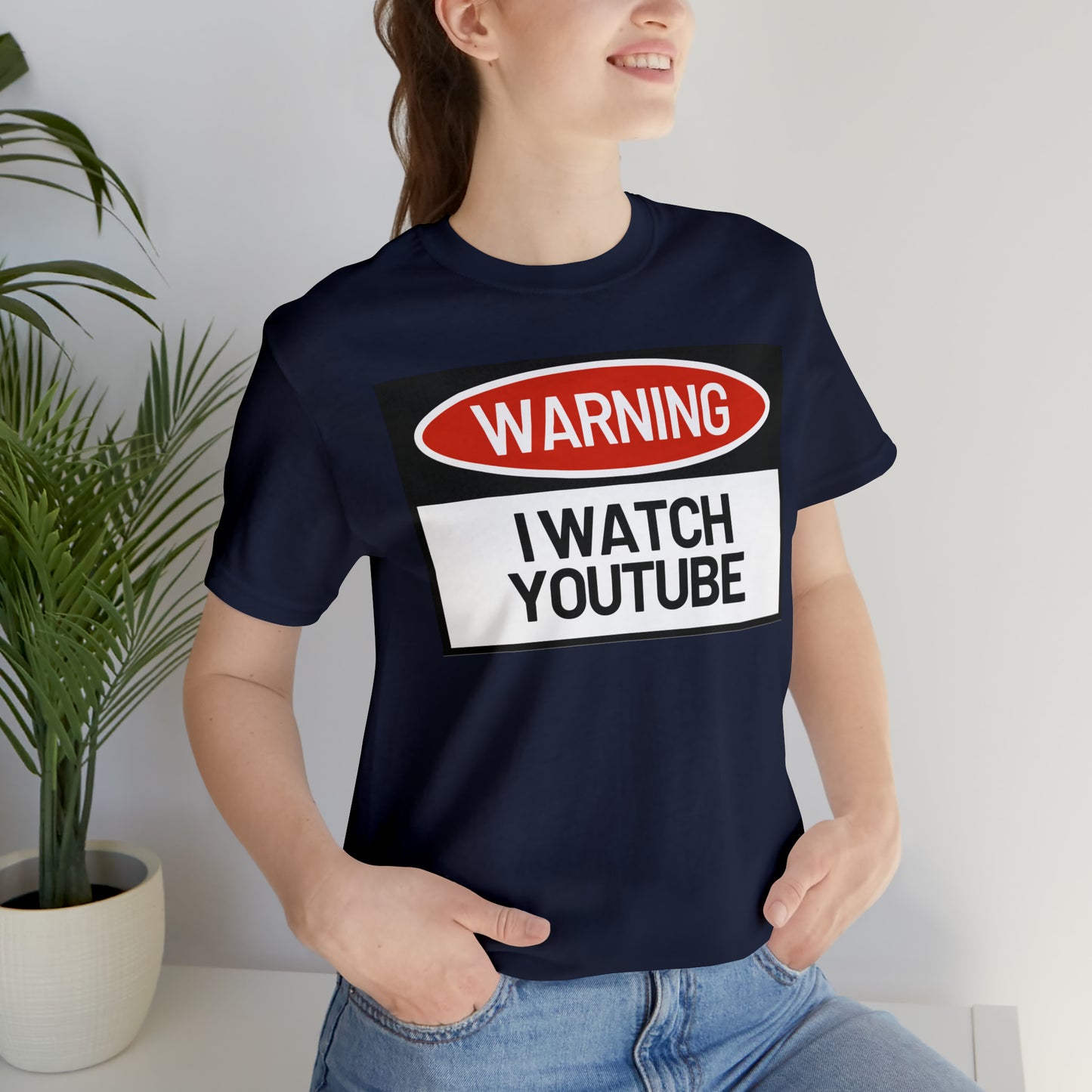 Unisex WARNING.. I WATCH YOUTUBE Jersey Short Sleeve Tee