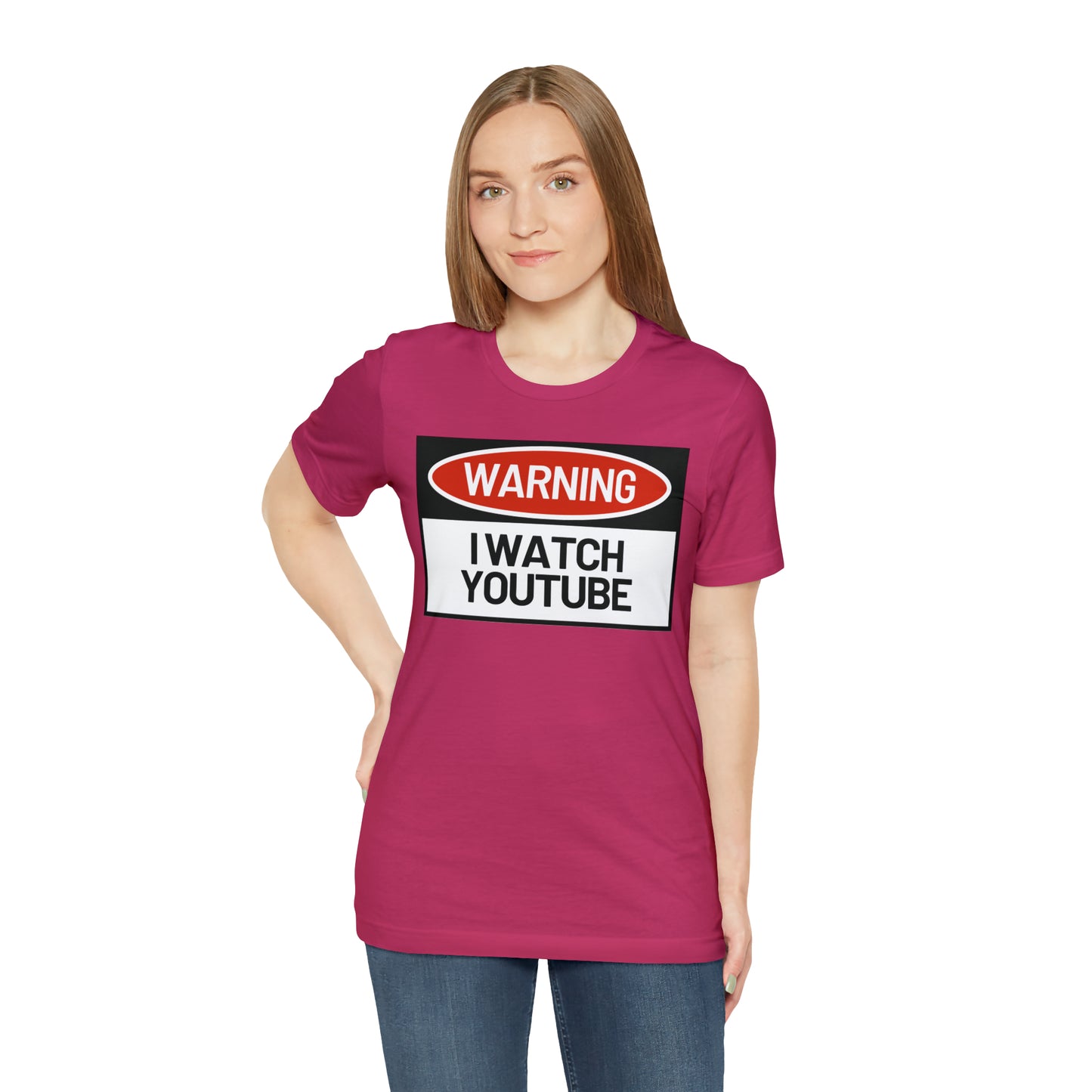 Unisex WARNING.. I WATCH YOUTUBE Jersey Short Sleeve Tee