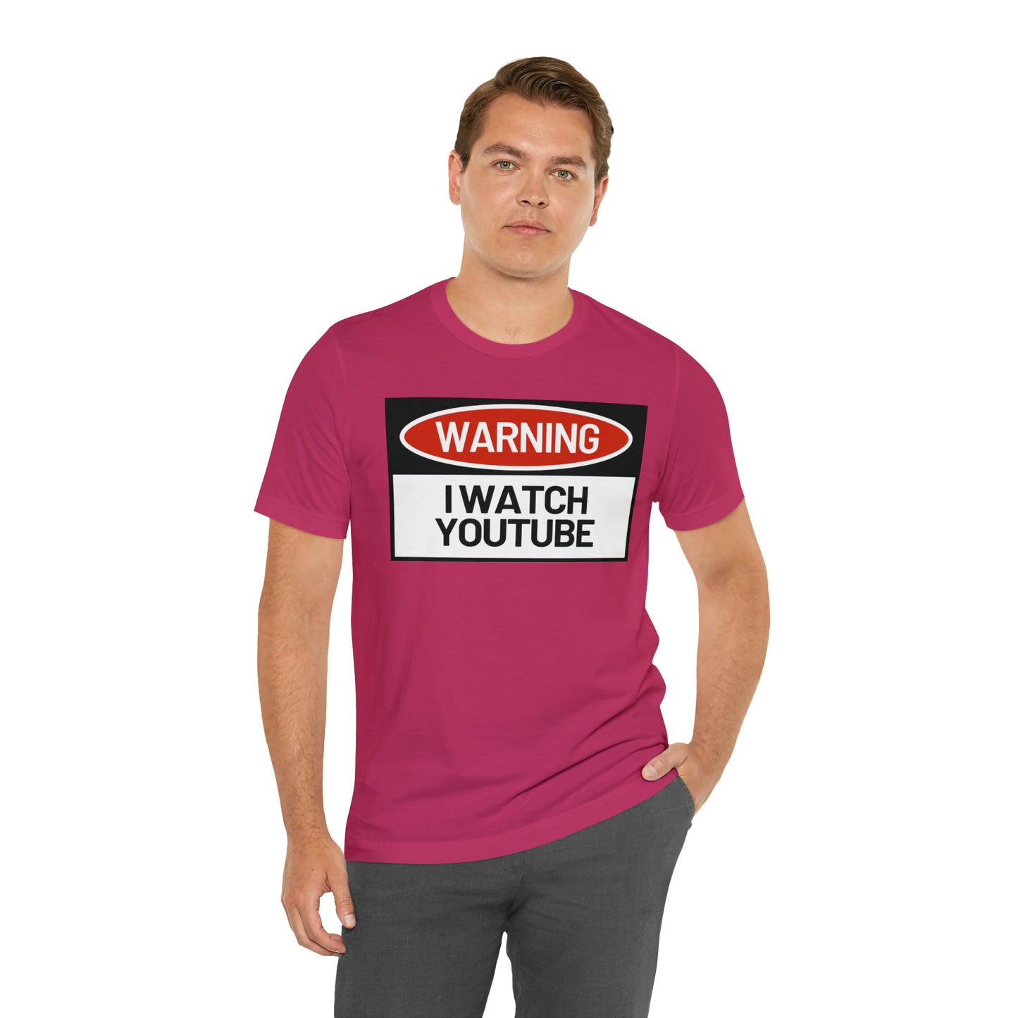 Unisex WARNING.. I WATCH YOUTUBE Jersey Short Sleeve Tee