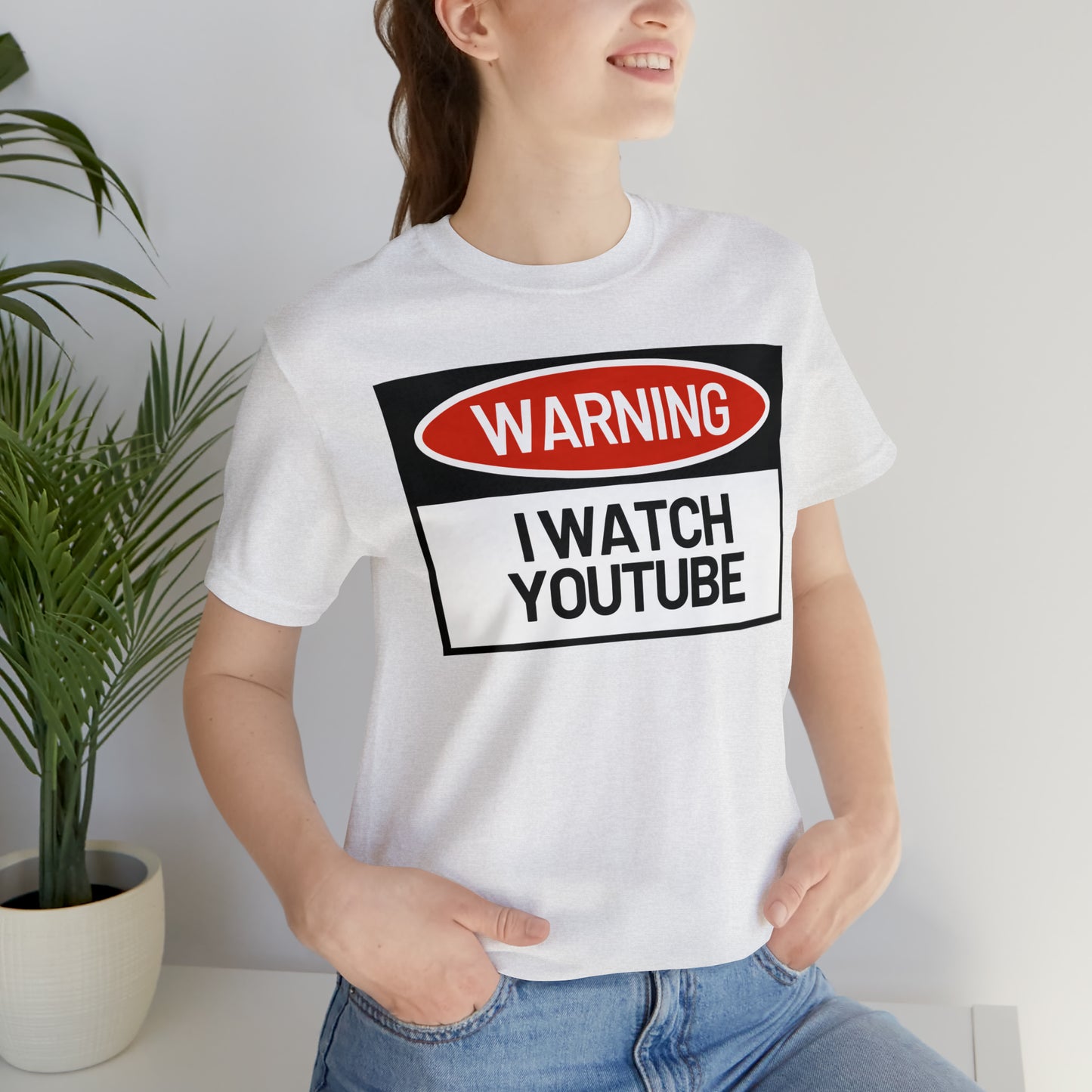 Unisex WARNING.. I WATCH YOUTUBE Jersey Short Sleeve Tee