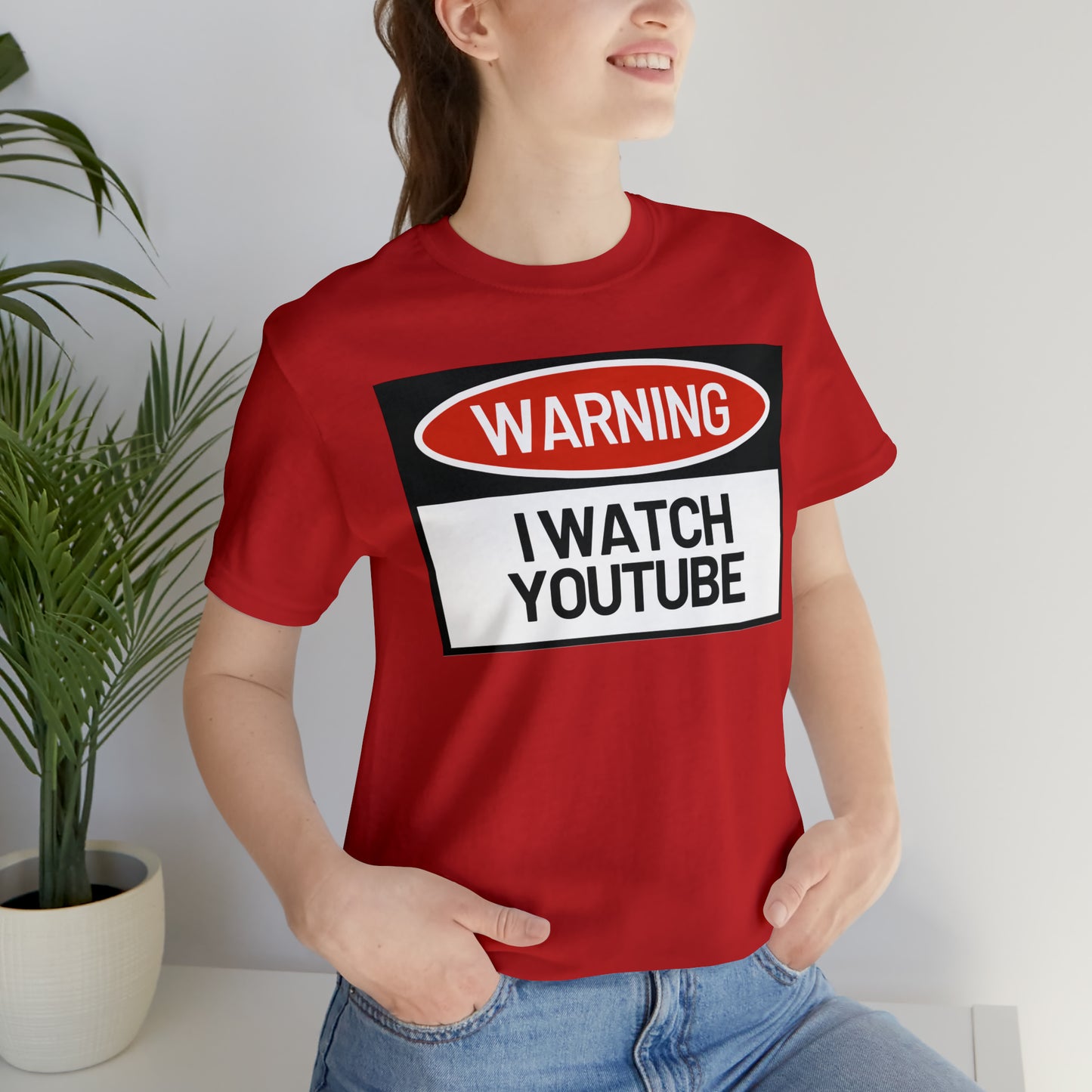 Unisex WARNING.. I WATCH YOUTUBE Jersey Short Sleeve Tee
