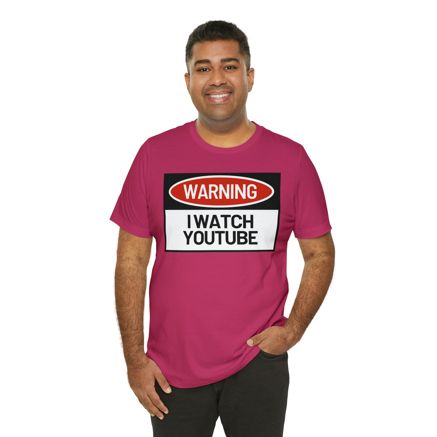 Unisex WARNING.. I WATCH YOUTUBE Jersey Short Sleeve Tee