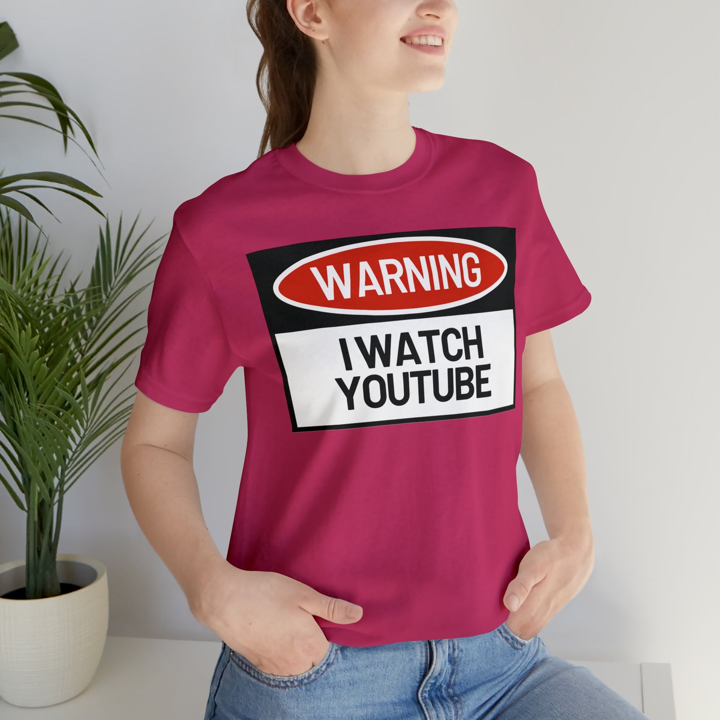 Unisex WARNING.. I WATCH YOUTUBE Jersey Short Sleeve Tee