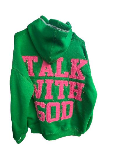 TALK WITH GOD Green & Pink Hoodie| Bold Faith | PEGSTYLES