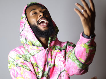 LIGHT PINK WOODLAND CAMO TALK WITH GOD ZIP UP HOODIE