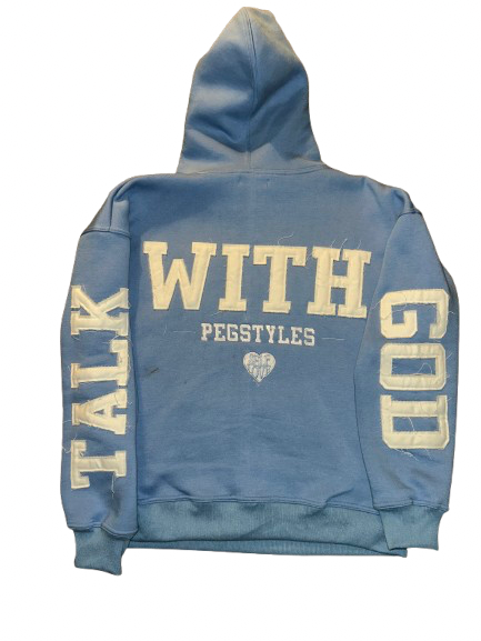 TALK WITH GOD BABY BLUE RETRO HOODIE