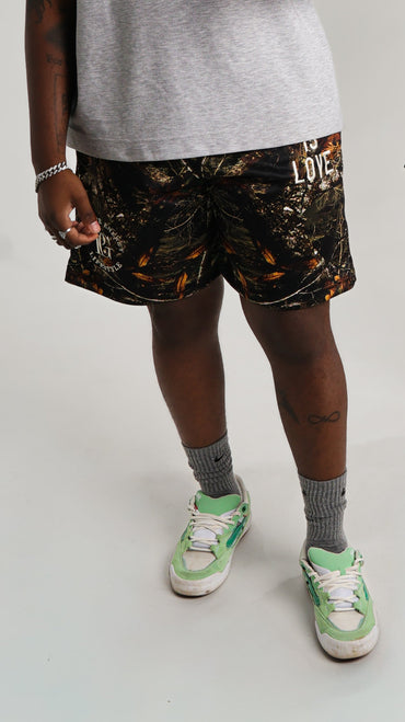 GOD IS LOVE Woodland Shorts - Faith-Based Streetwear | PEGSTYLES