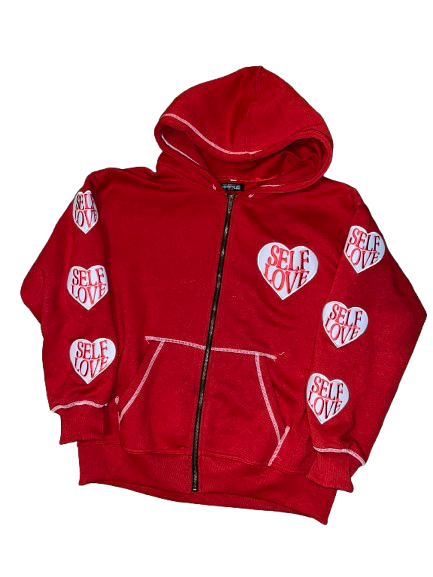 TALK WITH GOD RED ZIP UP HOODIE