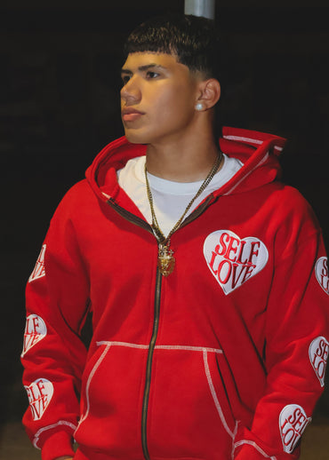 TALK WITH GOD RED ZIP UP HOODIE