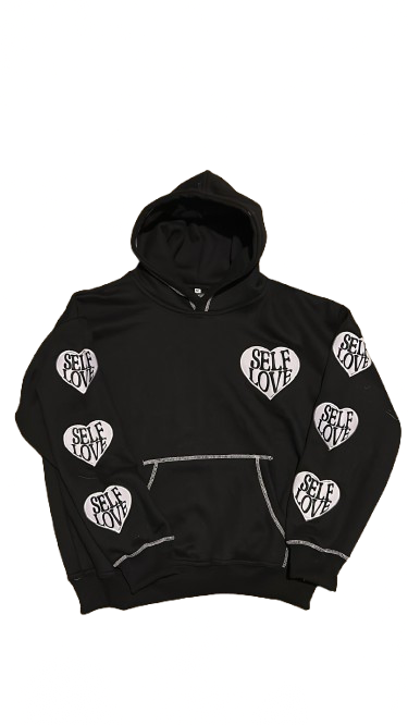 TALK WITH GOD Black with White Seams Hoodie