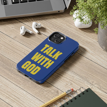 Blue and Yellow TALK WITH GOD Tough Phone Cases