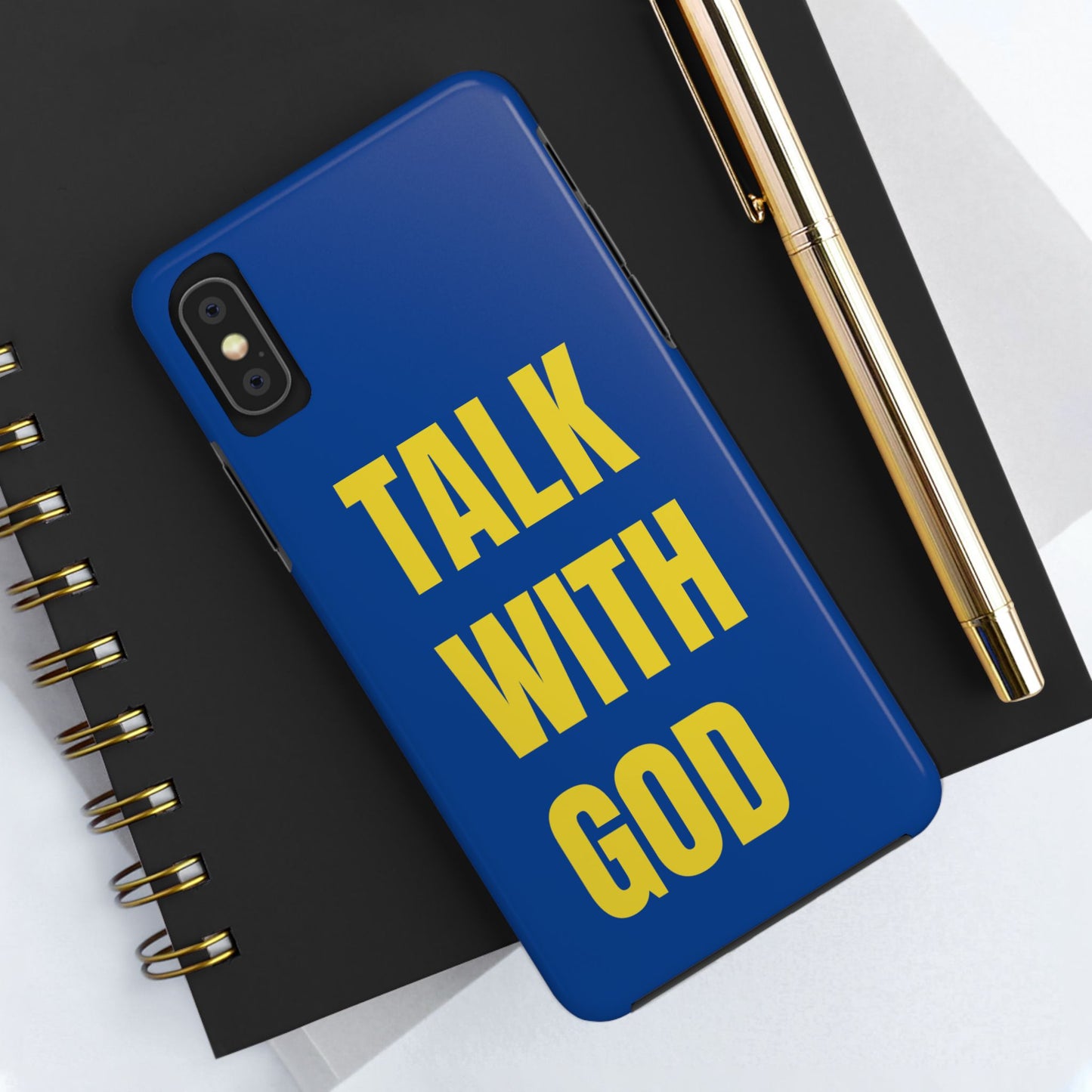 Blue and Yellow TALK WITH GOD Tough Phone Cases