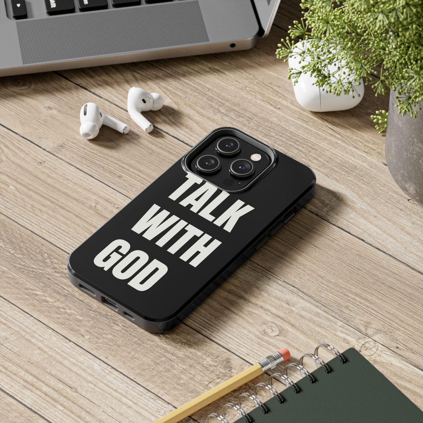 Black TALK WITH GOD Tough Phone Cases