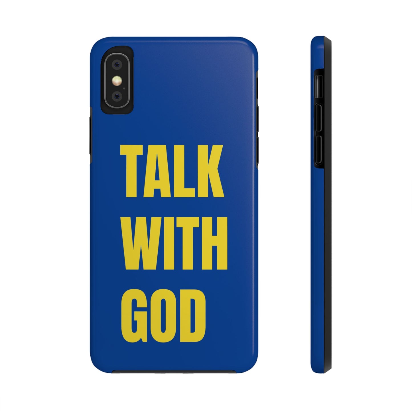 Blue and Yellow TALK WITH GOD Tough Phone Cases