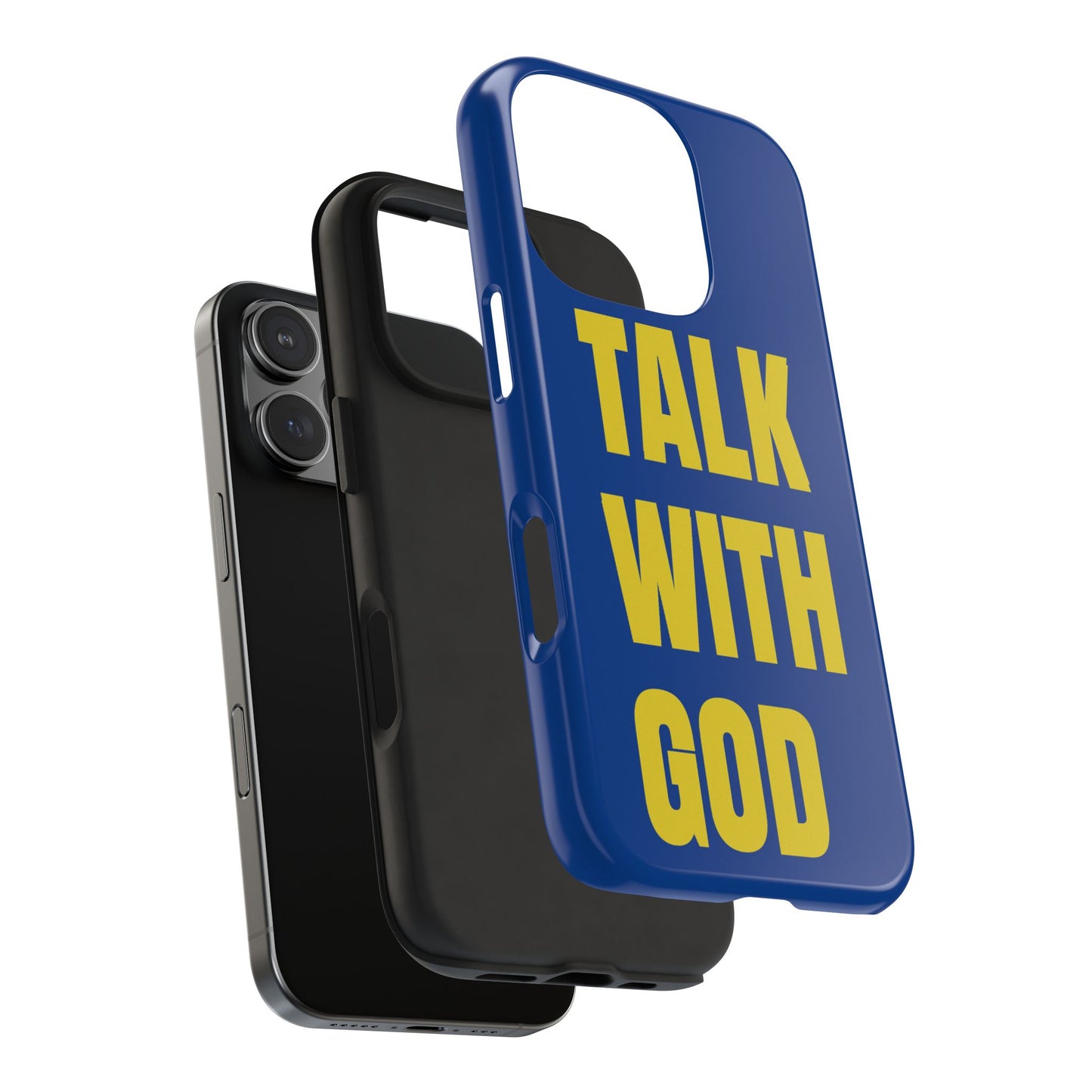 Blue and Yellow TALK WITH GOD Tough Phone Cases