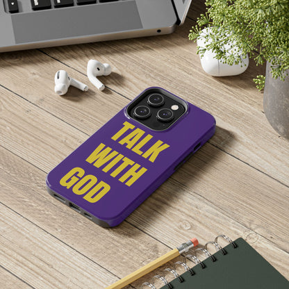 Purple and Yellow TALK WITH GOD Tough Phone Cases