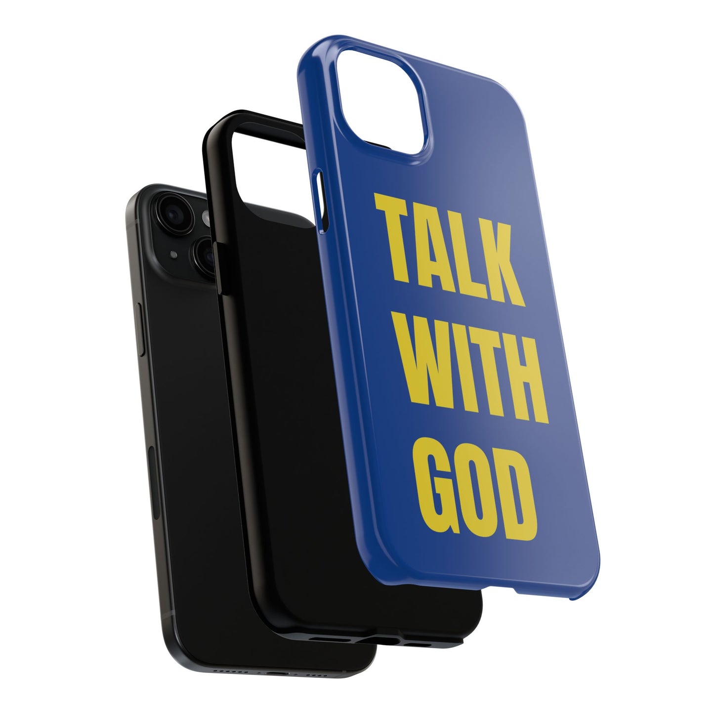 Blue and Yellow TALK WITH GOD Tough Phone Cases