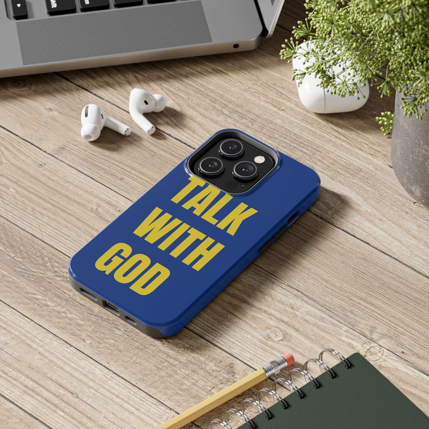Blue and Yellow TALK WITH GOD Tough Phone Cases