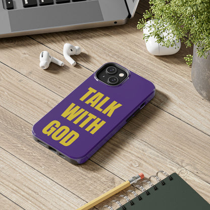 Purple and Yellow TALK WITH GOD Tough Phone Cases