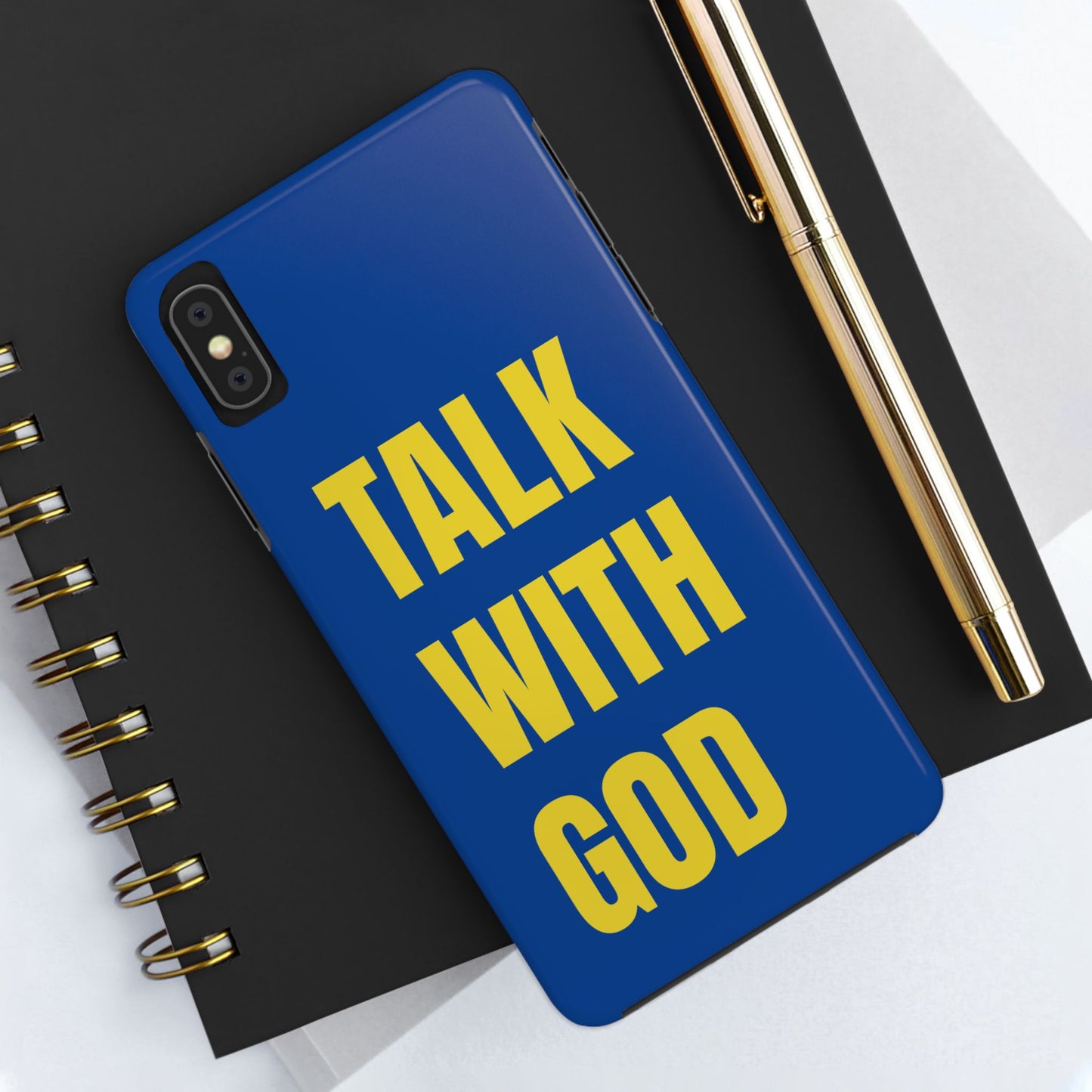 Blue and Yellow TALK WITH GOD Tough Phone Cases