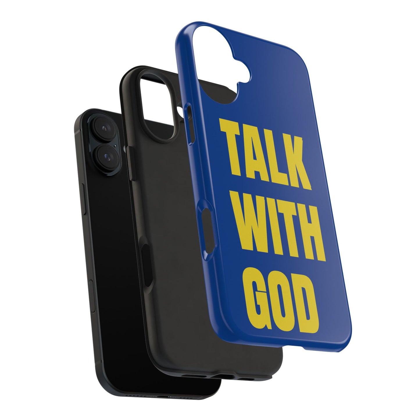 Blue and Yellow TALK WITH GOD Tough Phone Cases