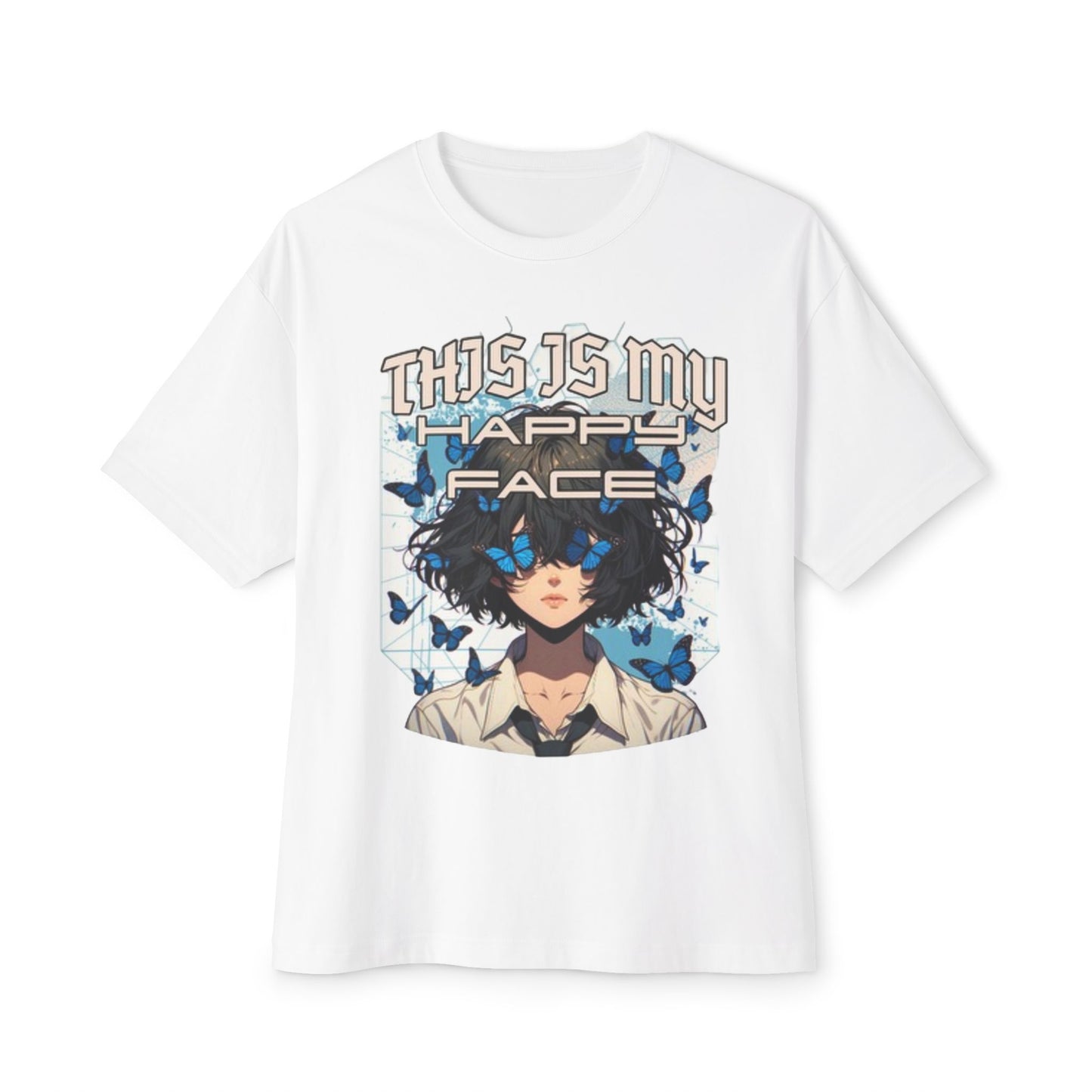 THIS IS MY HAPPY FACE ANIME Unisex Oversized Boxy Tee