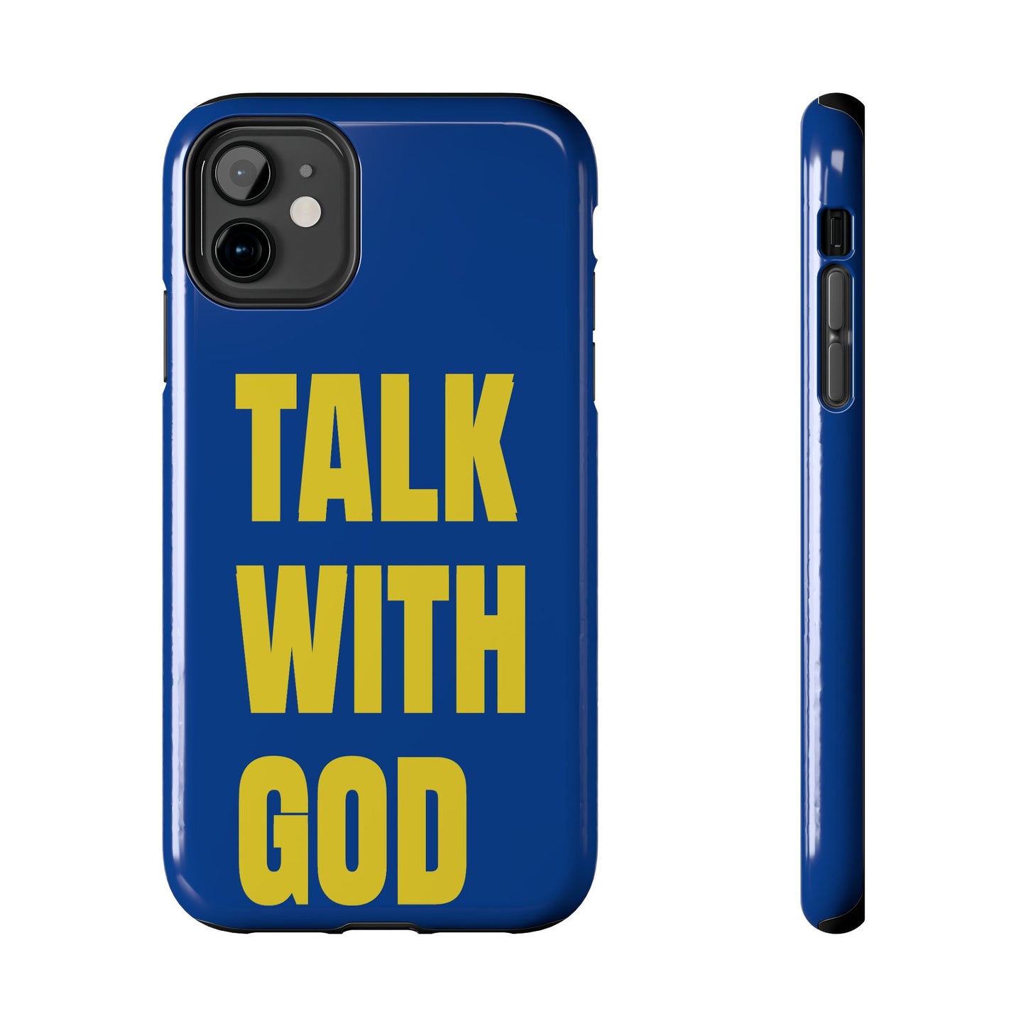 Blue and Yellow TALK WITH GOD Tough Phone Cases