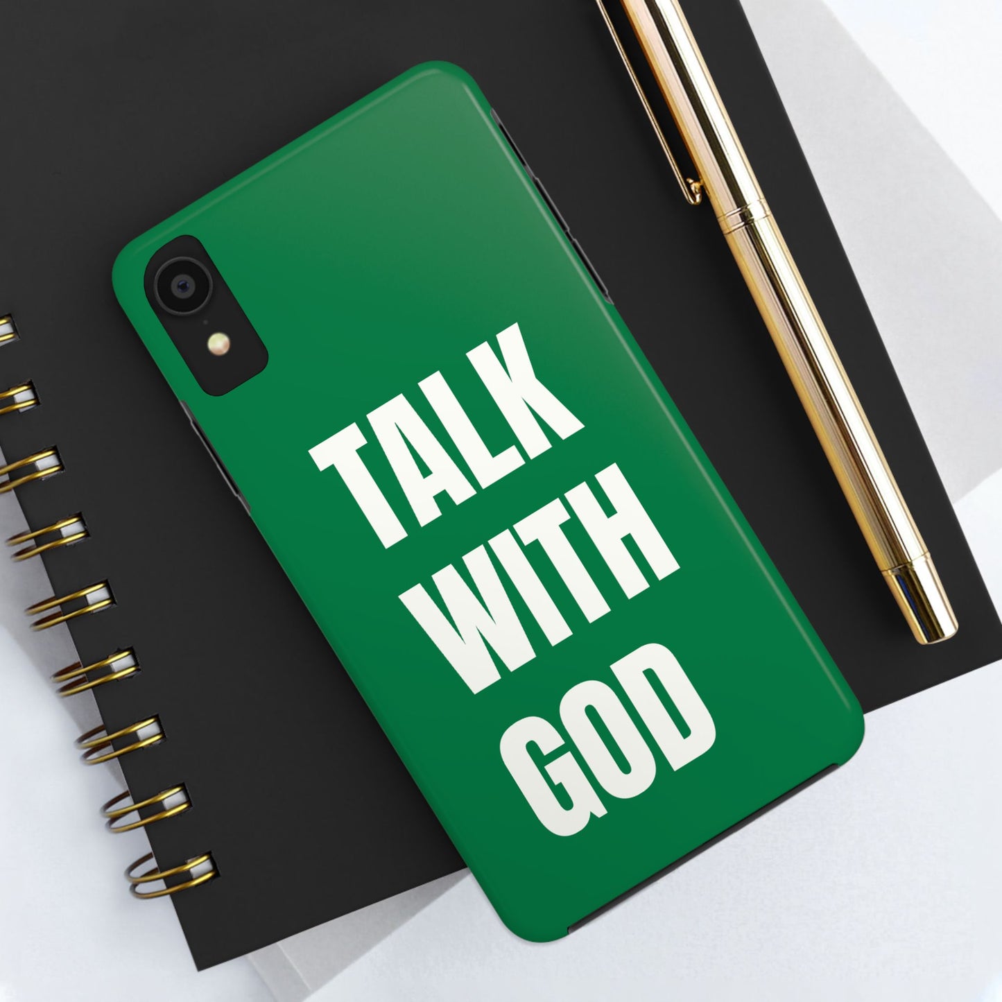 Green TALK WITH GOD Tough Phone Cases