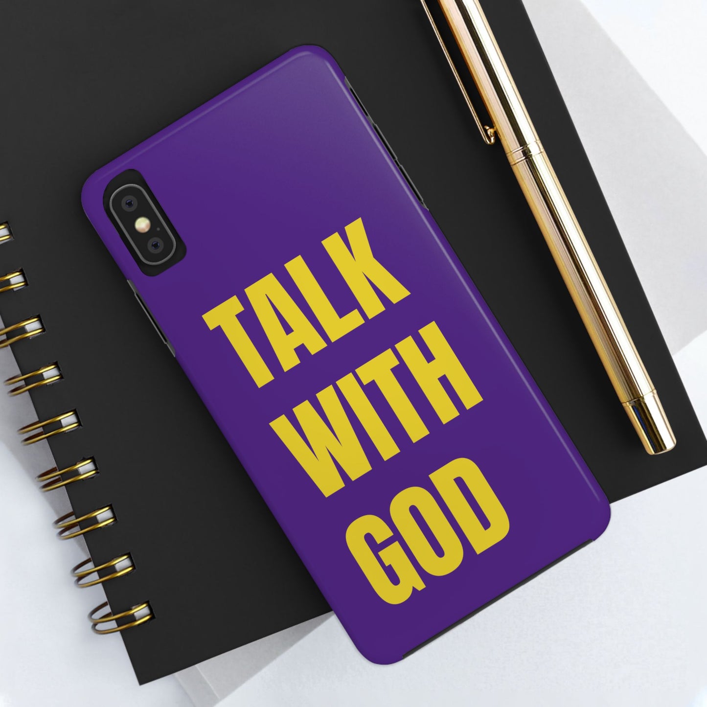 Purple and Yellow TALK WITH GOD Tough Phone Cases