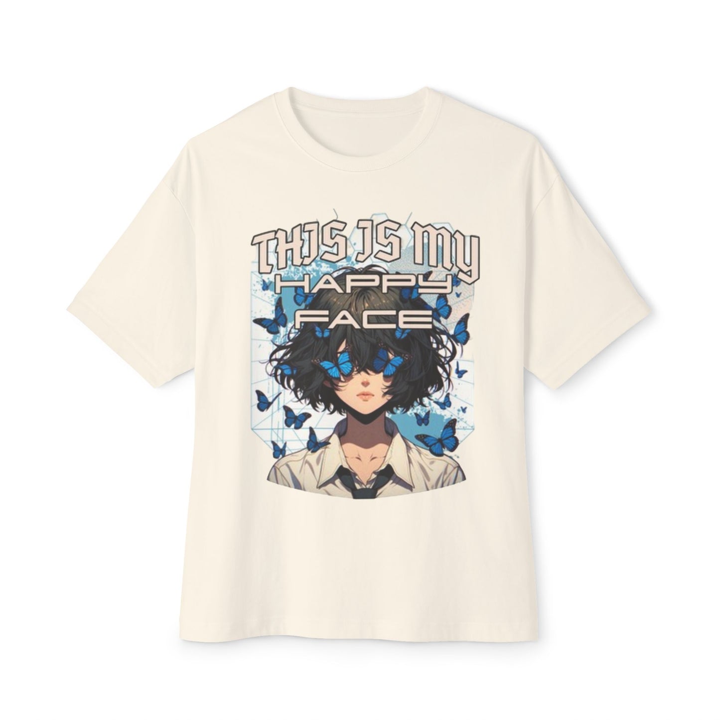 THIS IS MY HAPPY FACE ANIME Unisex Oversized Boxy Tee