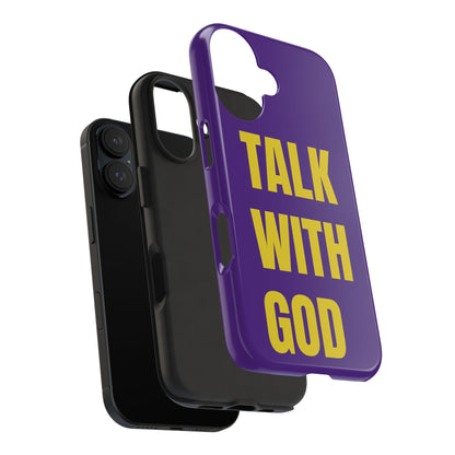 Purple and Yellow TALK WITH GOD Tough Phone Cases