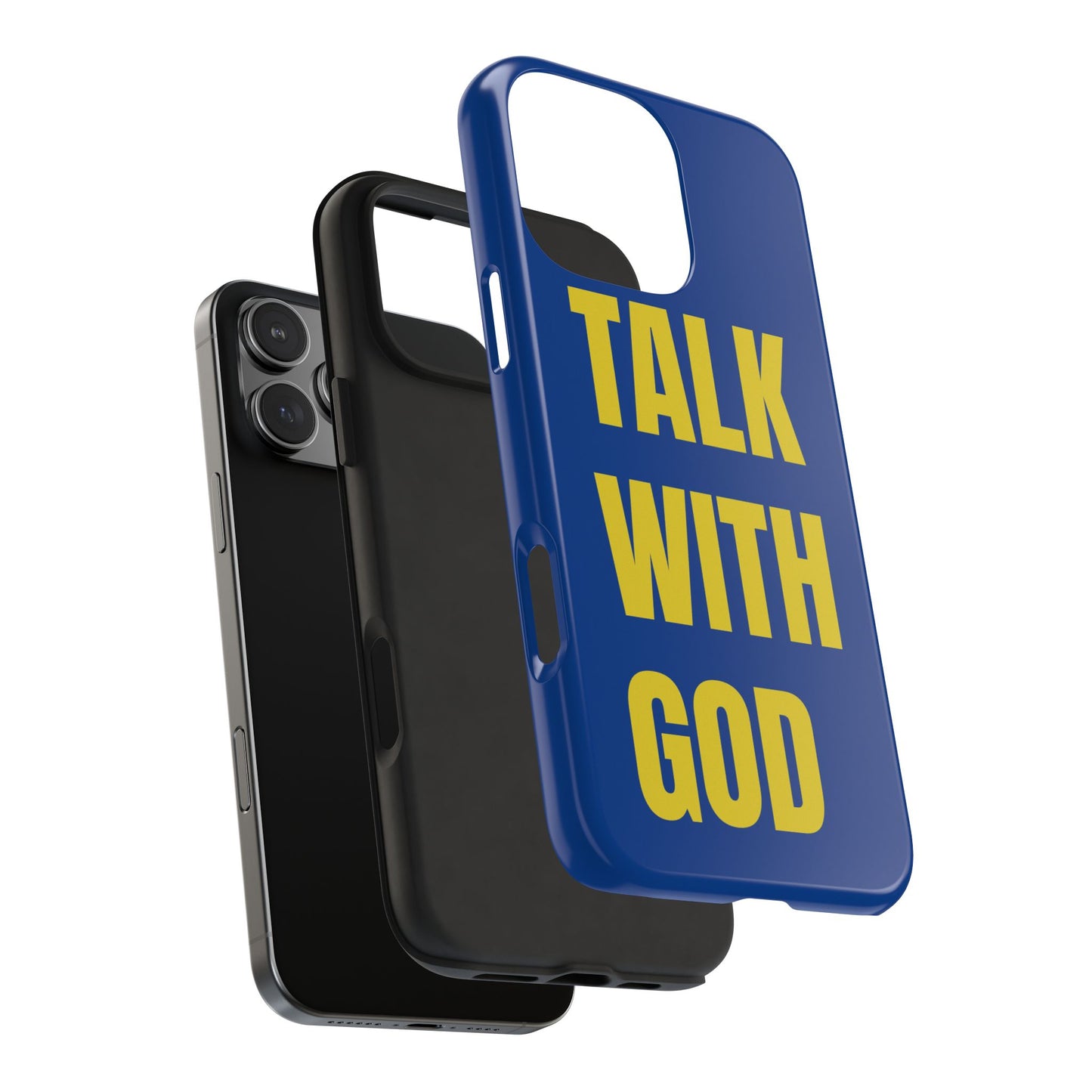 Blue and Yellow TALK WITH GOD Tough Phone Cases