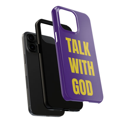 Purple and Yellow TALK WITH GOD Tough Phone Cases