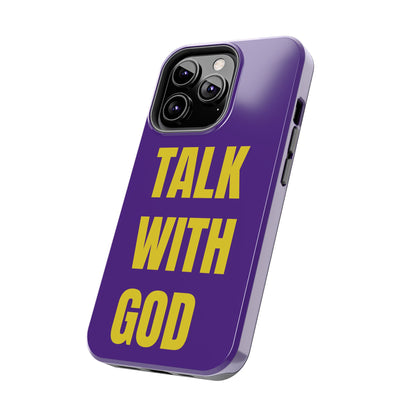 Purple and Yellow TALK WITH GOD Tough Phone Cases
