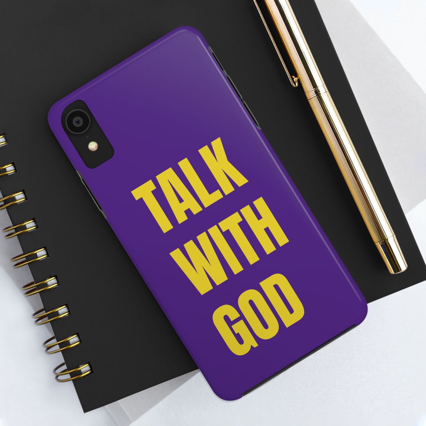 Purple and Yellow TALK WITH GOD Tough Phone Cases