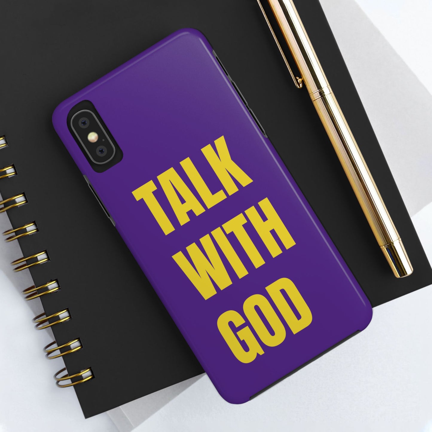 Purple and Yellow TALK WITH GOD Tough Phone Cases
