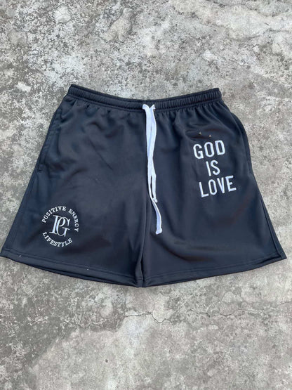 GOD IS LOVE Black Shorts