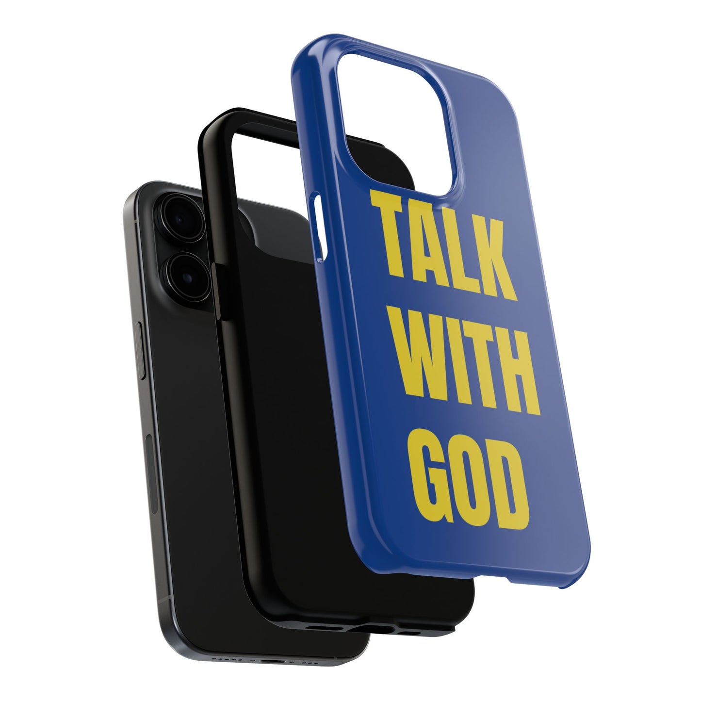 Blue and Yellow TALK WITH GOD Tough Phone Cases