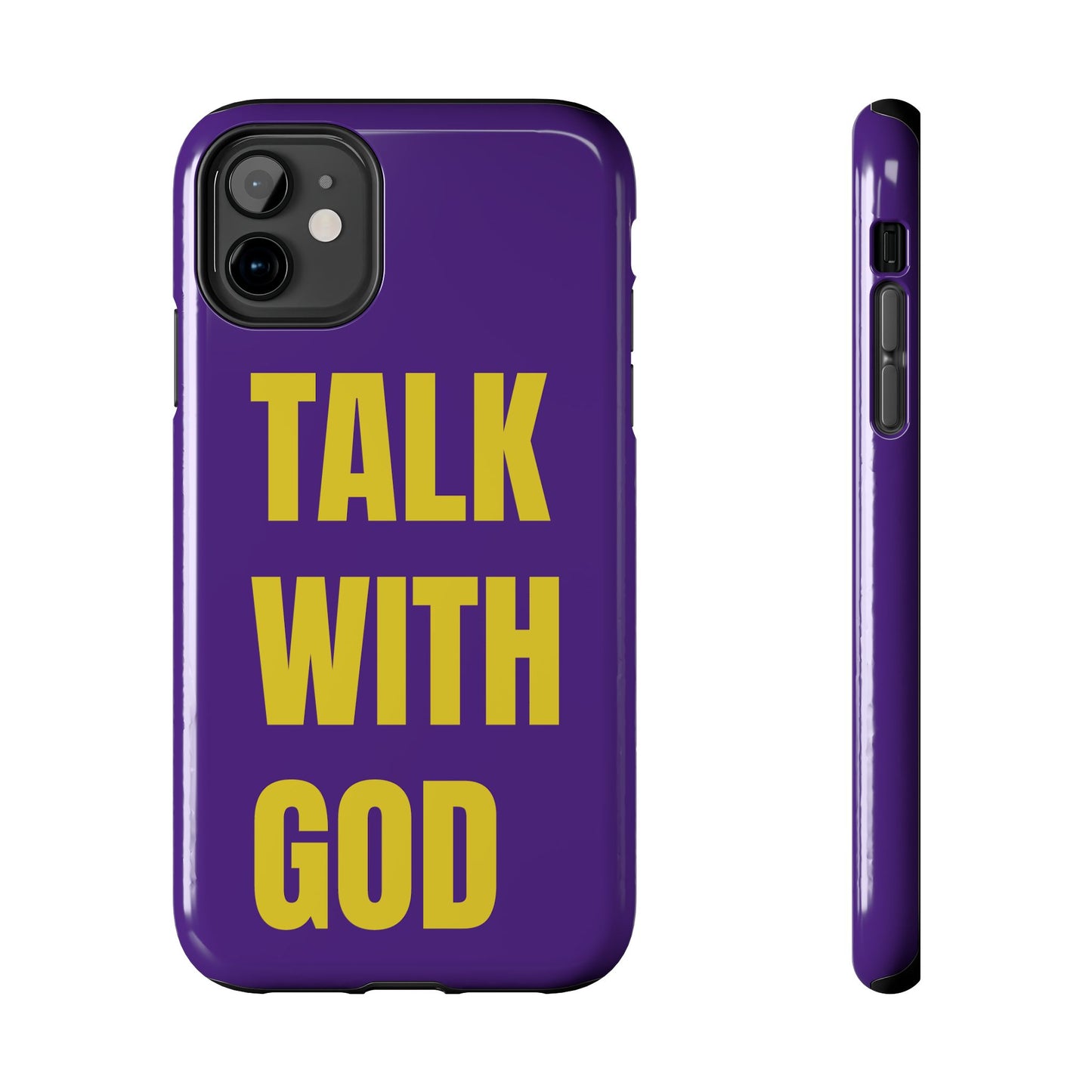 Purple and Yellow TALK WITH GOD Tough Phone Cases