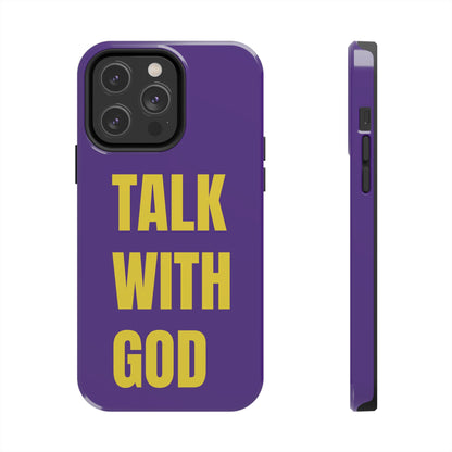 Purple and Yellow TALK WITH GOD Tough Phone Cases