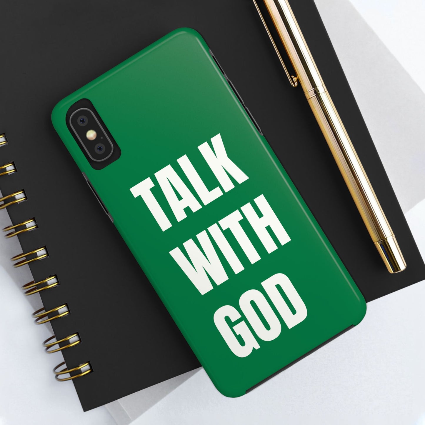 Green TALK WITH GOD Tough Phone Cases