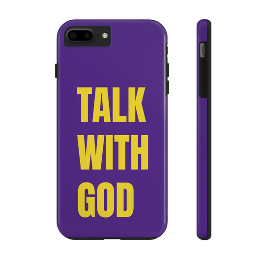 Purple and Yellow TALK WITH GOD Tough Phone Cases