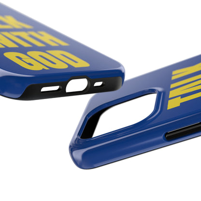 Blue and Yellow TALK WITH GOD Tough Phone Cases