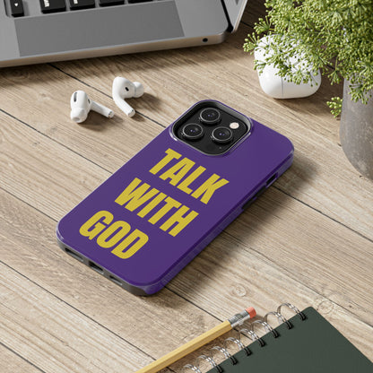 Purple and Yellow TALK WITH GOD Tough Phone Cases