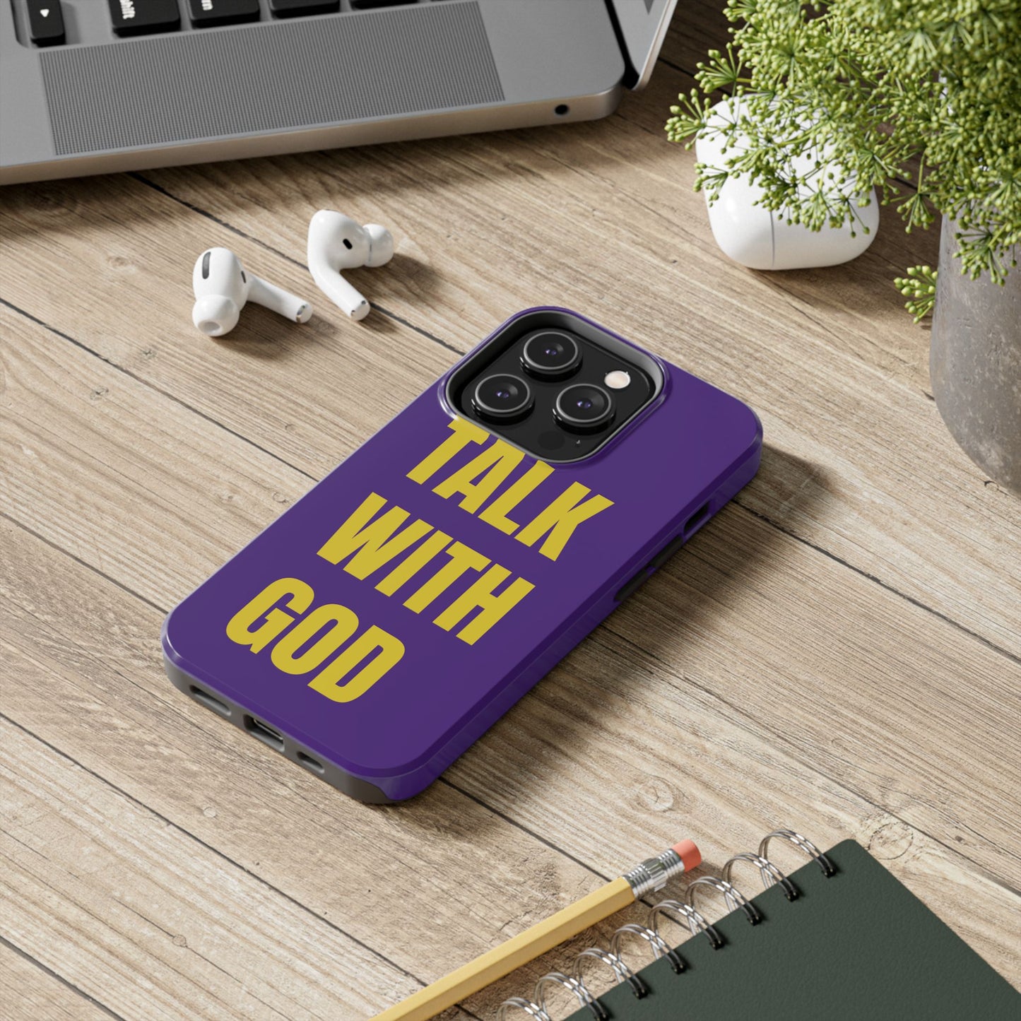 Purple and Yellow TALK WITH GOD Tough Phone Cases