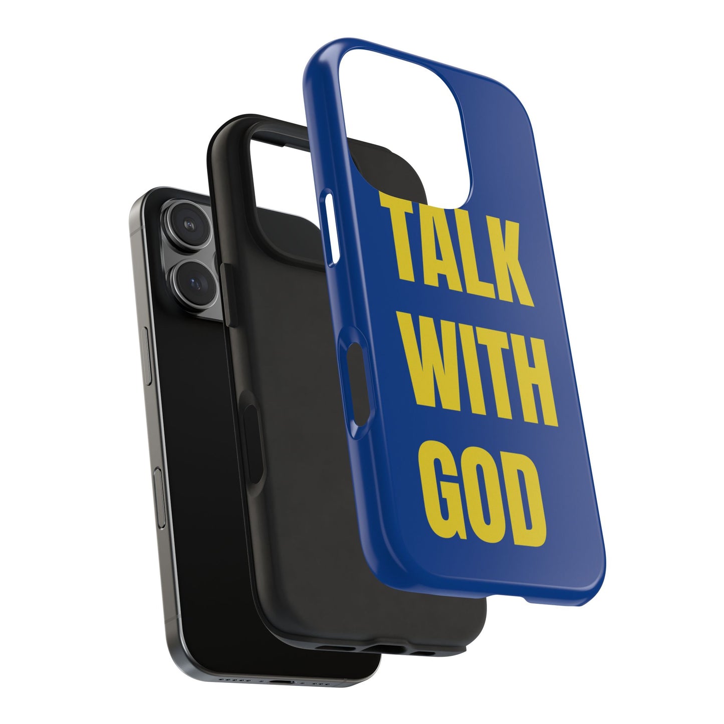 Blue and Yellow TALK WITH GOD Tough Phone Cases
