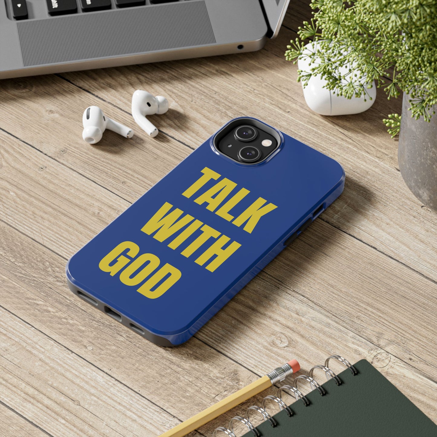 Blue and Yellow TALK WITH GOD Tough Phone Cases