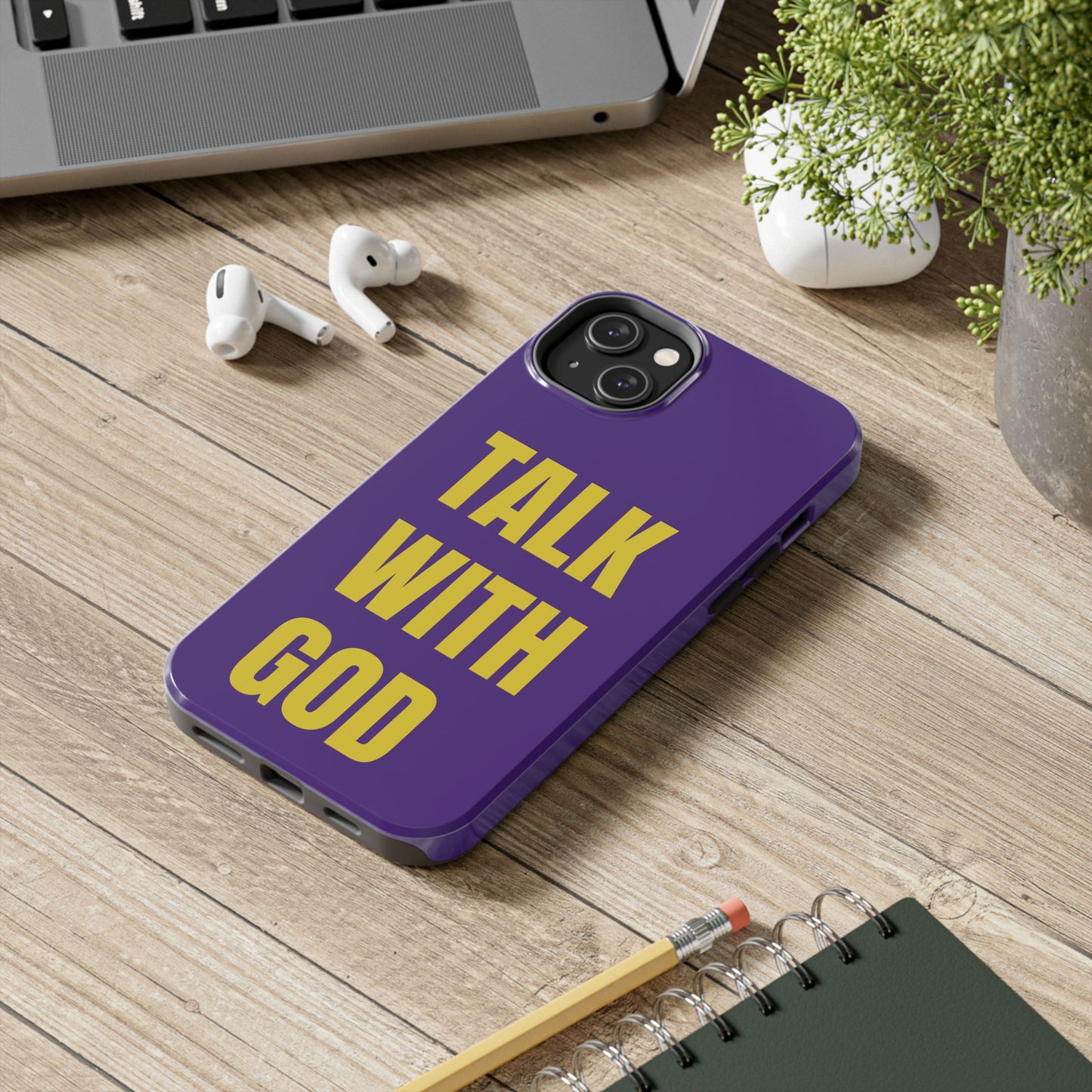 Purple and Yellow TALK WITH GOD Tough Phone Cases